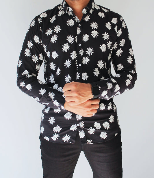Floral Jet Black Linen