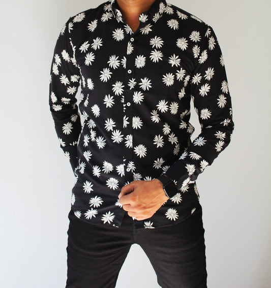 Floral Jet Black Linen